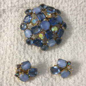 Vintage Round Brooch & Earrings Set